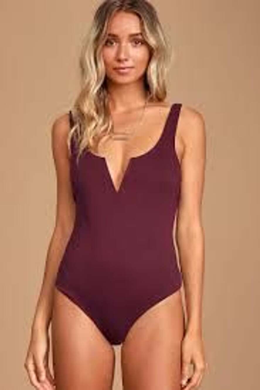 Lulus XOXO Bodysuit Size S Purple Notch V-Neck Sleeveless